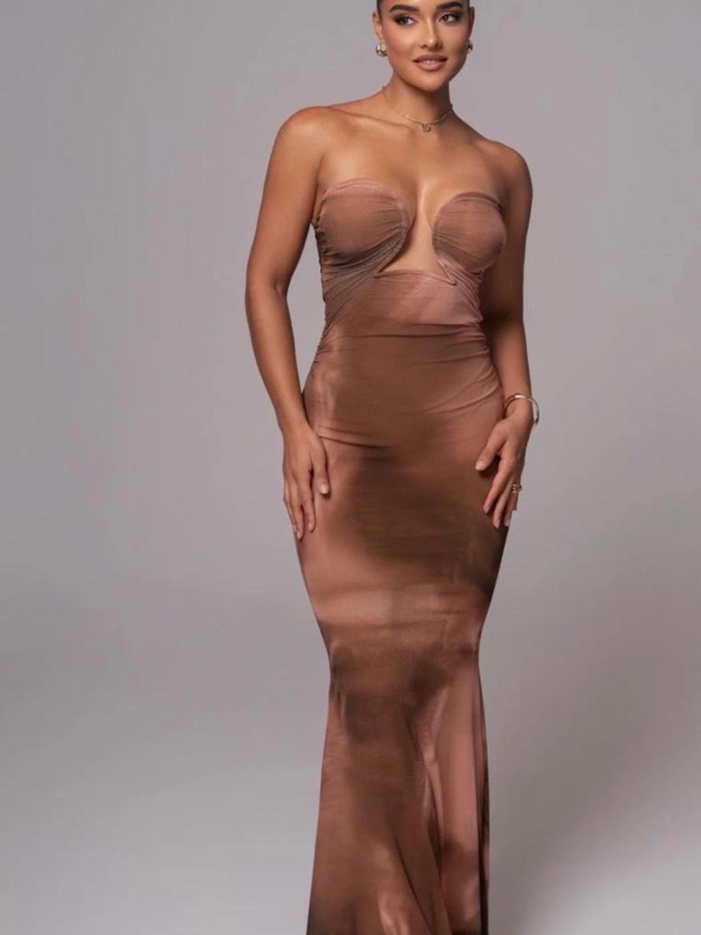 JLUXLABEL Abstract Bethany Strapless Maxi Dress